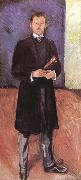 Edvard Munch Self-Portrait of holding paintbrush painting